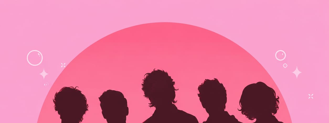 Up All Night: One Direction 16th Anniversary Party - Adelaide - Illustrated mermaid figure in pink surrounded by silhouetted band members against a glowing pink background.