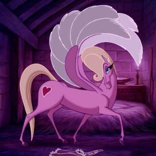 My Little Pony rave lands at Rhino Room in August with DJs and cosplay competition - Animated pink pony with flowing mane and tail in a purple-lit indoor setting.