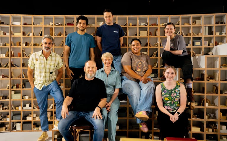 Back L-R Johnny Nasser, Arkia Ashraf, James Smith. Front L-R Brian Meegan, Ksenja Logos, Angela Nica Sullen. Back R Shannen Alyce Quan. Front R Kathryn Adams. MATT BYRNE