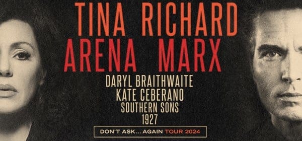 Tina Richard and Arena Marx tour poster featuring monochrome portraits and red text promoting the "Don't Ask... Again" 2024 tour.