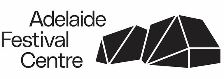 Adelaide Festival Centre logo featuring geometric black shapes and grey text on white background.
