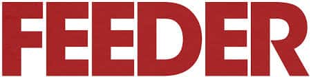 Red capital letters spelling "FEEDER" against a white background.