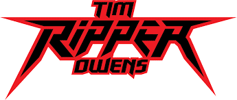 Tim Ripper Owens logo in red and black angular lettering with sharp geometric design.