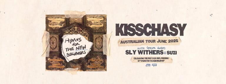 Kisschasy Australian tour promotional poster for June 2005 featuring the band name and album artwork.