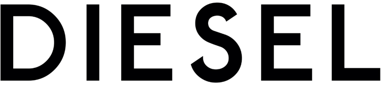 DIESEL brand logo in bold black sans-serif lettering on white background.