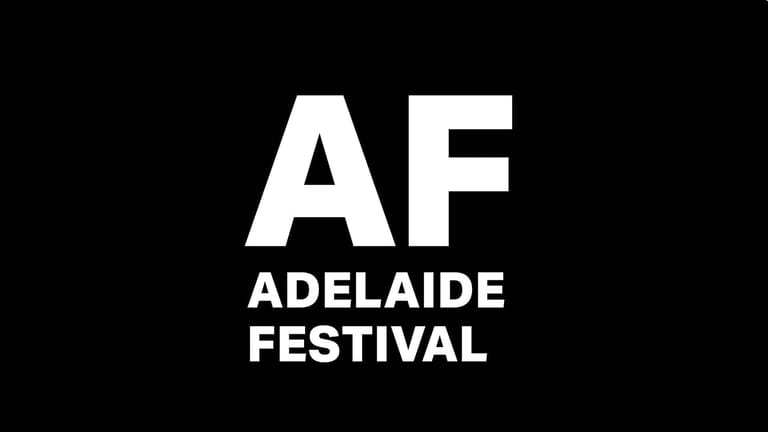 White "AF ADELAIDE FESTIVAL" text and logo on black background.
