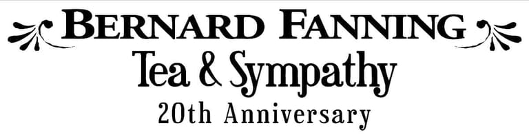 Bernard Fanning 'Tea & Sympathy' 20th Anniversary tour promotional logo in black text.