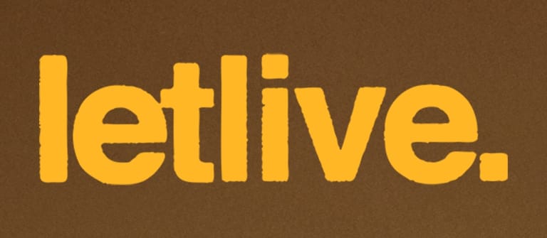 Yellow "letlive." text logo on brown background.