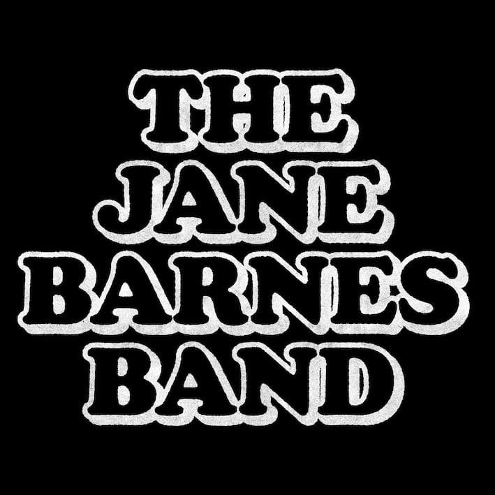 The Jane Barnes Band logo in white outlined lettering against a black background.