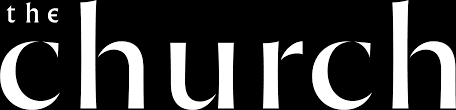 White serif text reading "the church" against a black background.