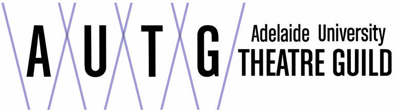 Adelaide University Theatre Guild logo featuring "AUTG" text in bold letters with vertical striped design elements.