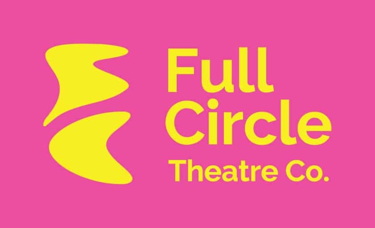 Full Circle Theatre Co. logo in bright yellow on a vibrant magenta background.