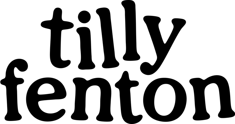 Black text logo reading "tilly fenton" in bold, rounded typeface.