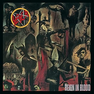 Demonic figures and skulls surround a glowing red pentagram on a dark, occult-themed album cover.