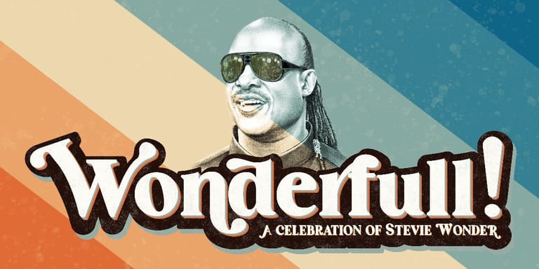 Man wearing white cap and sunglasses against colourful geometric background with "Wonderfull!" text overlay.