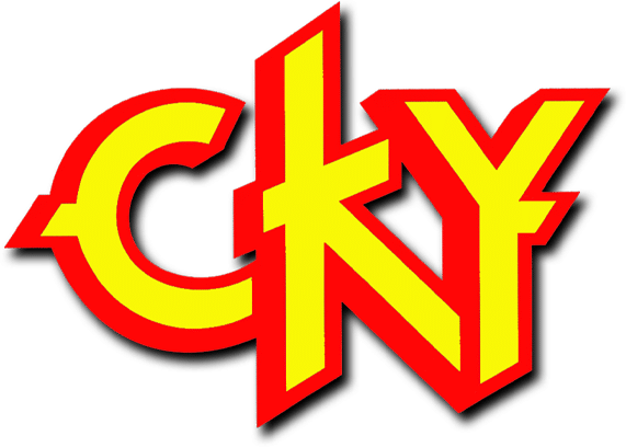 Bold yellow and red three-dimensional block letters spelling "CKY" against a white background.