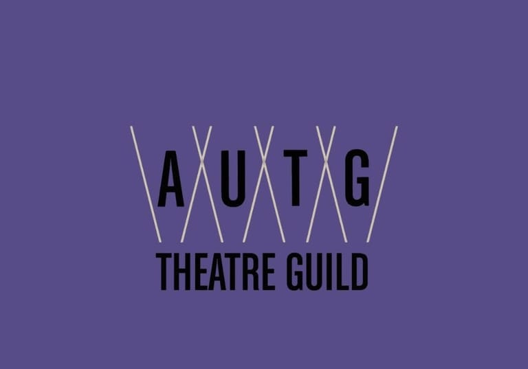 AUTG Theatre Guild logo with stylised letters on purple background.